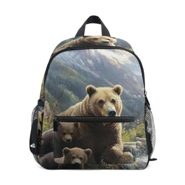 Imagem de GAIGEO Bear Painting Landscape Backpack for Baby 10x4x12 In, Girl Toddler Backpack with Water Bottle Pockets, Whistle Buckle