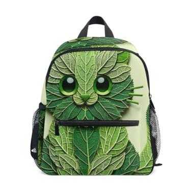 Imagem de GAIGEO Funny Cat Cannabis Leaves Childrens Backpack Kids School Backpack for Girls with Front Pocket, Safety Whistle for Ages 3-8