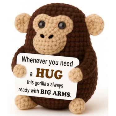 Imagem de Hug Ready – Mini Crochet Gorilla Plush with Big Arms Card, Handmade 8–10cm, Cozy Desk Shelf Decor, Year-Round Comfort Gift