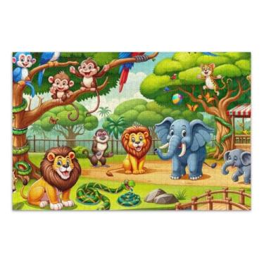 Imagem de Quebra-cabeça de 500 peças, quebra-cabeça mundo animal jogo de arte de parede para casa para adultos, famílias, 52 cm C x 37,8 cm L