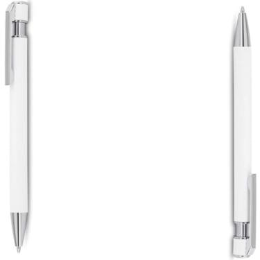 Imagem de Caneta Esferográfica Executiva em Alumínio Reciclado, Corpo Cilíndrico Metálico, Clipe Cromado, Acabamento Fosco, Tinta Azul, Refil Parker, para Escrita Geral (Kit 2 Branco)