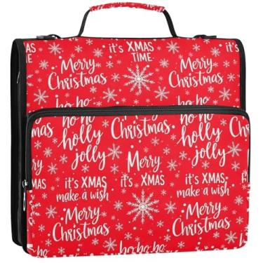 Imagem de Fichários com 3 anéis de cumprimentos de Natal, Feliz Natal, 3,5 cm, organizador de fichário com zíper, bolsa escolar com alça de ombro, portfólio de desenho animado e estojo para pasta de anéis, 34,5