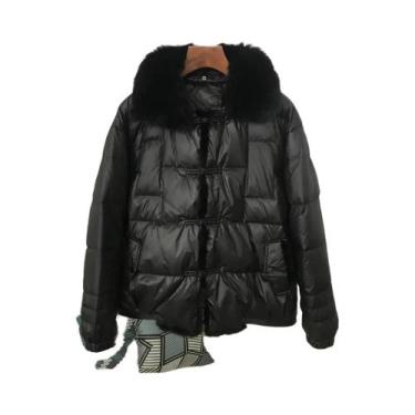 Imagem de Jaqueta Puffer Feminina Curta De Inverno Com Gola De Pele De Raposa Br