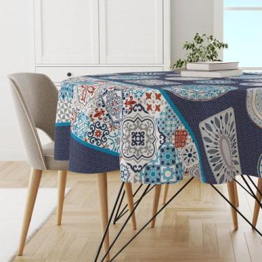 Imagem de Toalha Mesa Plástica Térmica Colonial 4 lugares Redonda - Idealiza