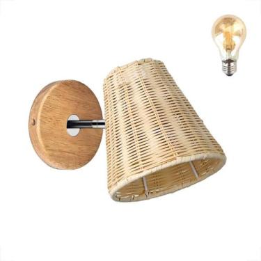 Imagem de Arandela Fibra Natural Direcionável Rattan Sala Nat94 + Led - Acienda