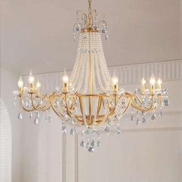 Imagem de Lustre dourado moderno - 10 luzes lustres de cristal luxuosos para sala de jantar, ilha de cozinha, sala de estar, quarto