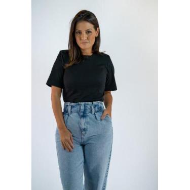 Imagem de Camiseta Básica com Ombreiras - 100% Algodão Pima - Rebecca Fernandes,