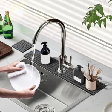 Imagem de Tapete de torneira para pia de cozinha - tapete de torneira de terra diatomácea estendida de 59,9 cm, protetor de respingos de secagem rápida, mantenha arrumado para balcão de banheiro de cozinha