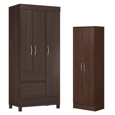 Imagem de Guarda Roupa Solteiro Wind Com Sapateria Multiuso Golden Café - Demóbile