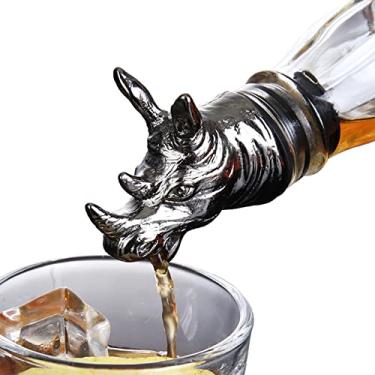 Imagem de Válvula de Vertido Vinho Aerador Metal Animal Whiskey Tampão Garrafa com Borracha Silicone Liga Zinco Premium Acabamento Retrô Detachável Fácil Lavar