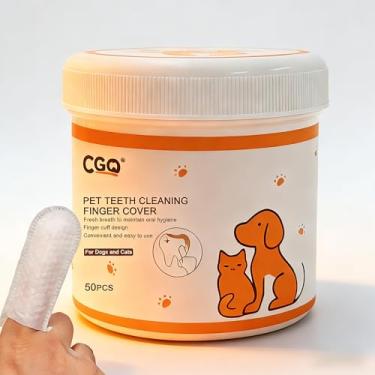 Imagem de CGO Toalhetes de limpeza de dentes de animais de estimação para cães e gatos, removem o mau hálito removendo placa bacteriana e acúmulo de tártaro, escova de dentes sem enxágue, removendo manchas e