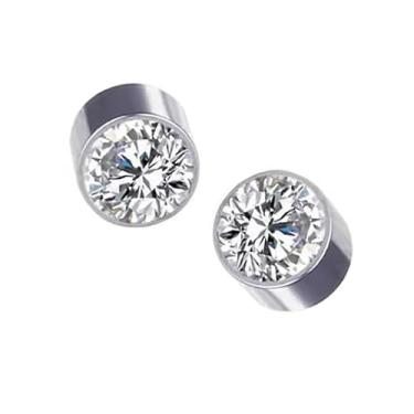 Imagem de Brincos magnéticos de aço inoxidável para brincos de pressão unissex sem piercing com ímã CZ brincos de diamante para mulheres e homens, 4mm/5mm/6mm, Aço inoxidável Zircônia cúbica, Zircônia cúbica