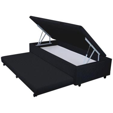 Imagem de Bicama Box Baú Solteiro Mega Suede Preto 3 em 1 - 078x188