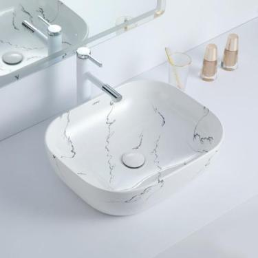 Imagem de Cuba Deend De Cerâmica MarmoLuce Para Banheiro 50x40x14cm