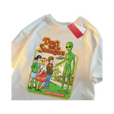 Imagem de Camiseta Unissex Oversized Respirável Com Estampa 'Não Fale Com Estran