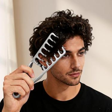 Imagem de Pente volumizante para pentear, pente de cabelo fofo de dentes largos, escova texturizadora anti-frizz para homens e mulheres