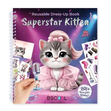Imagem de Sticker Dress Up Superstar Kitten - Kids Activity Book Learn Fashion Design for Kitten with Guides and 270+ Reusable Stickers. Gift for Girls Ages 5,6,7,8