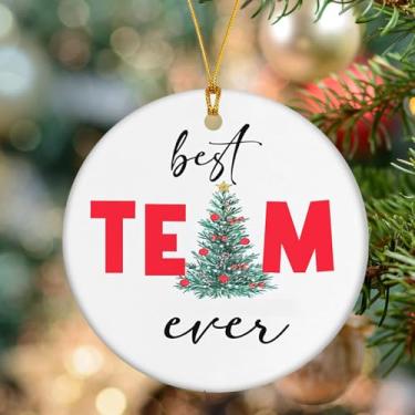 Imagem de Enfeites redondos de acrílico para pendurar para colegas de trabalho, enfeites decorativos de árvore de Natal, presentes para funcionários de equipe de escritório