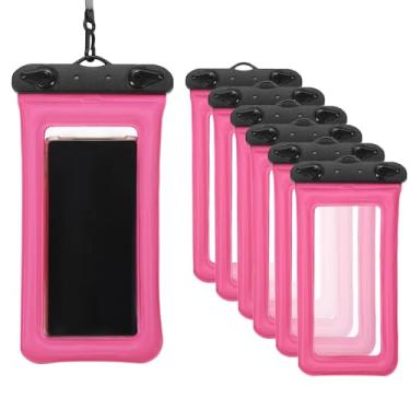 Imagem de PATIKIL Bolsa de telefone à prova d'água flutuante sem pia bolsa seca universal para celular à prova d'água para caiaque, praia, natação, caminhada, rosa