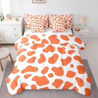 Imagem de Erosebridal Conjunto de edredom com estampa de vaca leiteira em uma bolsa, tamanho solteiro, 7 peças, touros de vaca, decoração de quarto, casa de fazenda, rústico, gado de touro, com lençóis