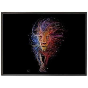 Imagem de Quadro Decorativo Desenho Leão Andando Com Vidro 24X18Cm