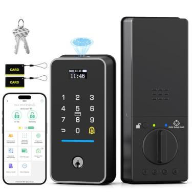 Imagem de Bestkid Fechadura de porta de entrada sem chave com modo de segurança infantil, fechadura inteligente de impressão digital à prova de bebê para quarto da porta da frente, aplicativo Bluetooth e