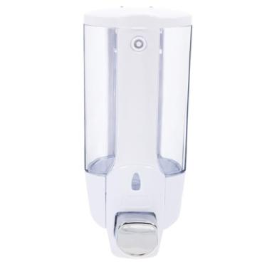 Imagem de CONGARTENO Dispensador de espuma de sabão líquido manual montado na parede com botão antiderrapante janela transparente plástico abs para banheiro chuveiro pia de cozinha cabeça única fácil instalação