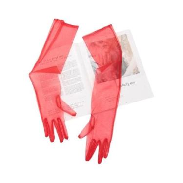 Imagem de Luvas Longas De Tule Transparente Pretas E Brancas, Respiráveis, De Ma
