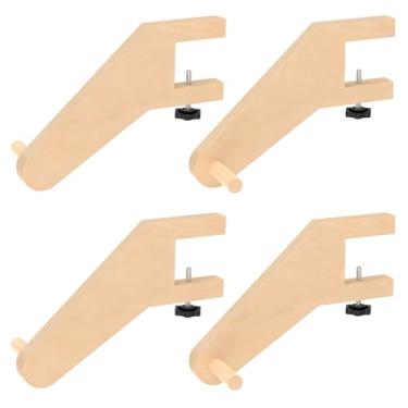 Imagem de Tcwhniev Suporte de rolo de papel artesanal, dispensador de mesa ajustável de madeira, dispensador de rolo de papel para pintura e embalagem de artesanato (2 pares)