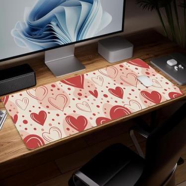 Imagem de Tapete de mesa minimalista de couro, mouse pad de arte colorida grande teclado de computador para jogos, protetor e capa à prova d'água, tapete de mouse decorativo de couro PU para laptop, decoração
