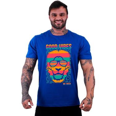 Imagem de Camiseta Tradicional Manga Curta MXD Conceito Lion Good Vibes Masculina-Masculino