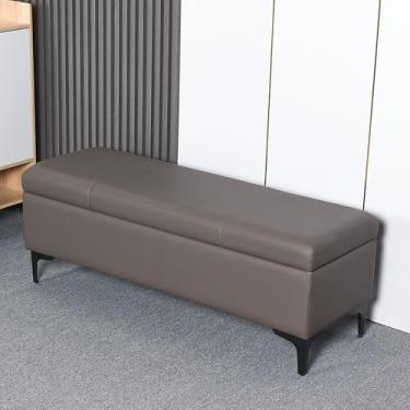 Imagem de Banco moderno para cama de quarto com almofada, banco de armazenamento de sala de estar, banco de entrada de hall de entrada com armazenamento, banco para entrada da porta da frente, banco de sapatos