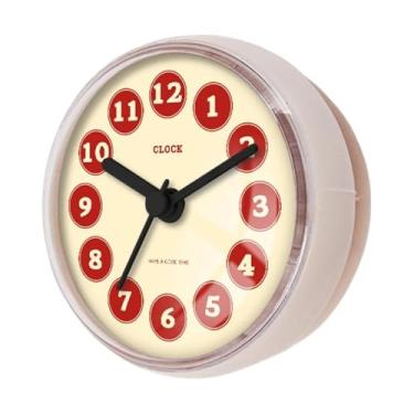 Imagem de Kuntesetty Relógio de parede pequeno à prova d'água para banheiro, chuveiro e cozinha, com ventosa. Ideal para cozinha e vaso sanitário, Style C