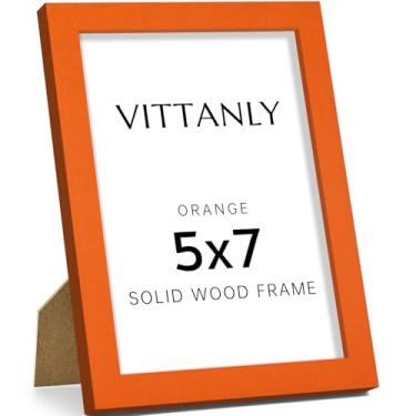 Imagem de Vittanly Porta-retrato 12 x 18 cm, moldura de madeira maciça com acrílico, inclui tapete de 10 x 15 cm, pendurar na parede ou mesa para decoração de casa, laranja, 1 pacote