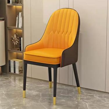 Imagem de Conjunto de 4 cadeiras de jantar de veludo com costas abertas e estofamento de couro sintético - Design moderno de meados do século com pernas de metal dourado para sala de jantar e sala de estar