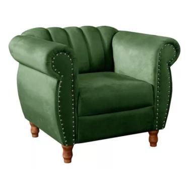Imagem de Poltrona Chesterfield Realeza Vintage Retrô Veludo Verde