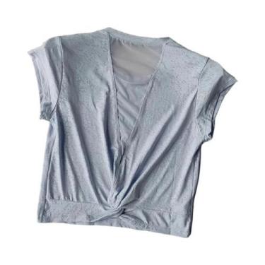 Imagem de Camiseta Esportiva Feminina De Malha Manga Curta Para Yoga, Top Respir