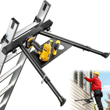 Imagem de Estabilizador de escada, estabilizador de escada de extensão para suporte de parede de telhado acessório de escada estabilidade de segurança alumínio de aviação, comprimento ajustável 55-74 cm