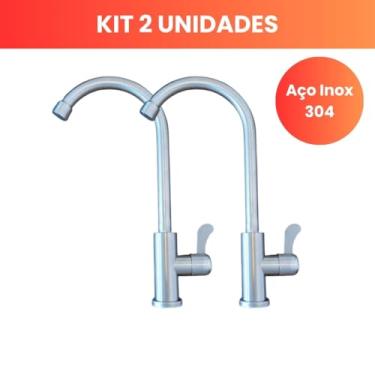 Imagem de Kit 2 Torneiras pia bica móvel simples de bancada Metal cromada 1/4 de volta banheiro cozinha lavabo lavatório área externa