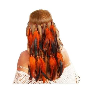 Imagem de Tiara De Plumas Boho Para Mulheres, Acessório De Cabelo Para Fantasia 