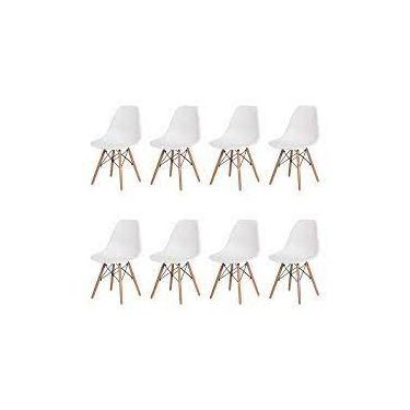 Imagem de Kit 8 Cadeiras Eiffel Charles Eames Dkr Base Madeira branca - UNIVERSA