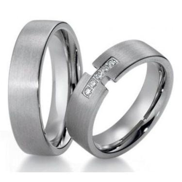 Imagem de Aliança De Prata Compromisso 950 Com Pedra Zirconia 1,5mm