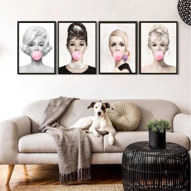 Imagem de Kit 4 Artistas Bubble Gum Rosa 45X34Cm - Com Vidro