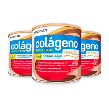 Imagem de Kit 03 Colágeno Verisol Lata 250g Frutas Vermelhas Maxinutri