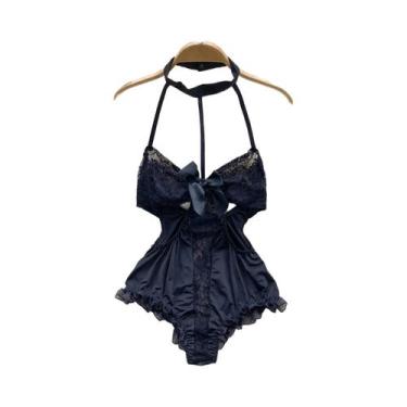 Imagem de Macacão Feminino Sem Mangas, Justo, Costas Nuas, Com Saia Plissada Min