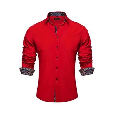 Imagem de Camisa Social Masculina De Manga Longa Preta Com Estampa Paisley Verme