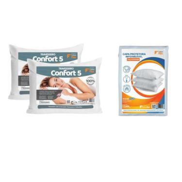 Imagem de Kit Casal Essencial 2 Trav. Macios e 2 Capas Protetoras - Faiber Flex