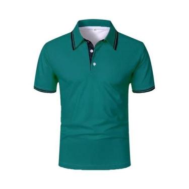 Imagem de Camisa Polo Casual De Verão Masculina De Manga Curta Em Poliéster Com 