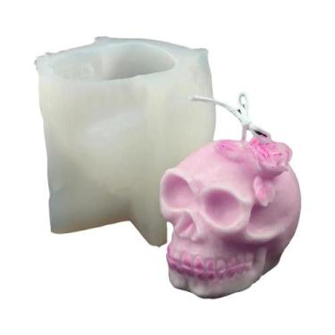 Imagem de Molde De Silicone Para Vela De Halloween Em Formato De Rosa, Caveira E