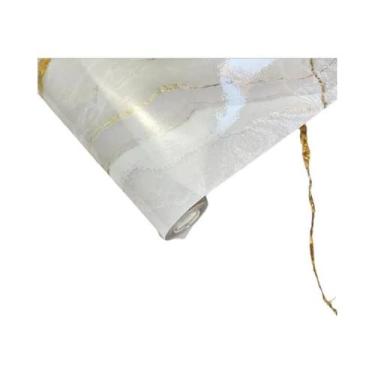 Imagem de Papel De Parede PVC Autoadesivo Imitação De Mármore Dourado Impermeáve